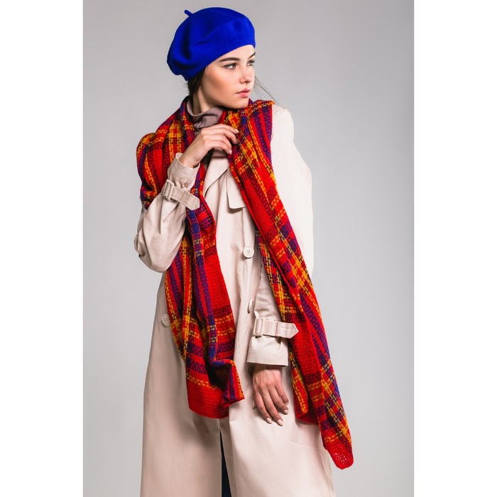 Шарф "Яркая клетка", размер 50х180 см, цвет красный
