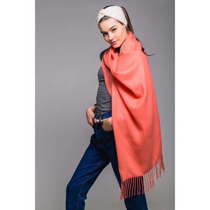 Шарф, размер 57х180 см, цвет коралловый