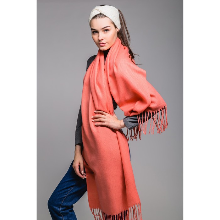 Шарф, размер 57х180 см, цвет коралловый
