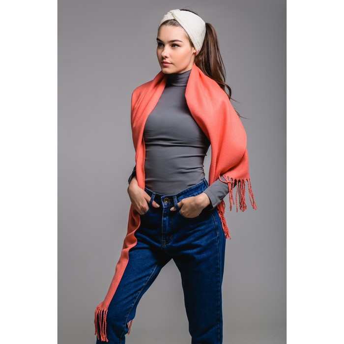 Шарф, размер 57х180 см, цвет коралловый
