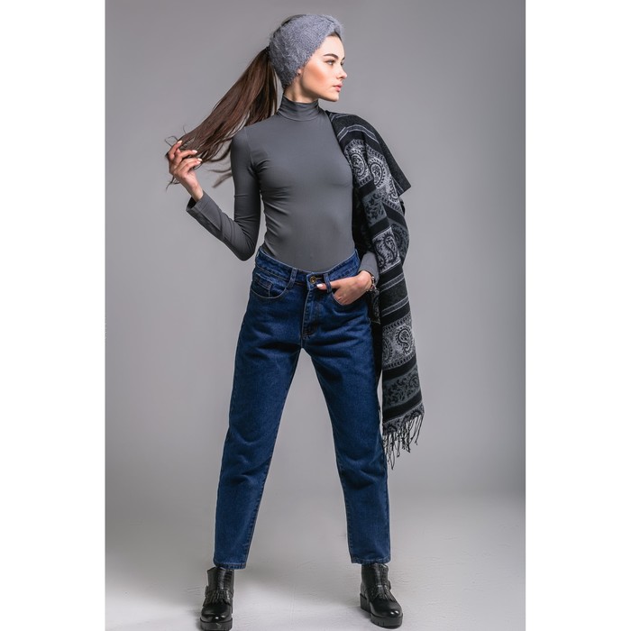 Палантин "Огуречный принт", размер 67х175 см, цвет чёрный/серый