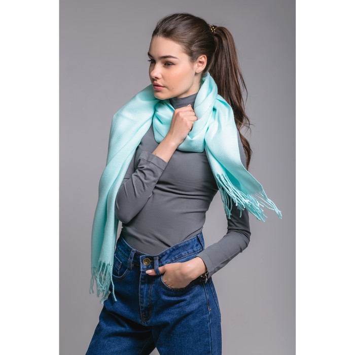 Шарф, размер 57х180 см, цвет голубой