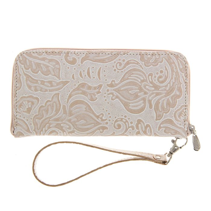 Кошелёк женский на молнии, 3 отдела для купюр, для монет, цвет бежевый