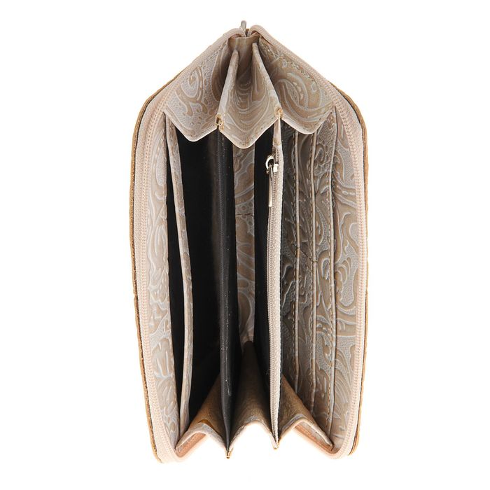 Кошелёк женский на молнии, 3 отдела для купюр, для монет, цвет бежевый