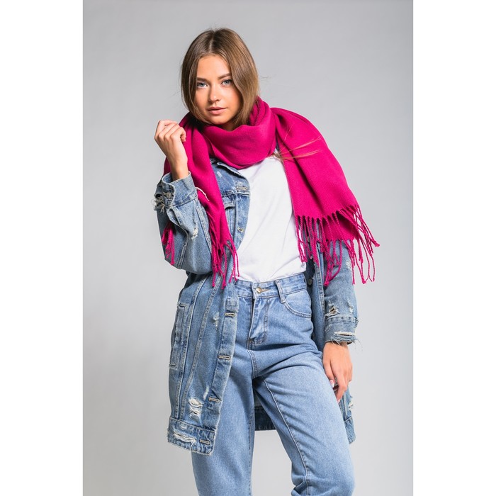Шарф, размер 57х180 см, цвет яркая фуксия