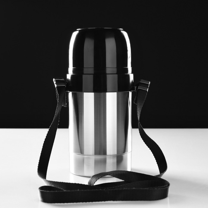 Термос "Дорожный" с широким горлом, 1 л, 43 °С, 24 ч, на ремне