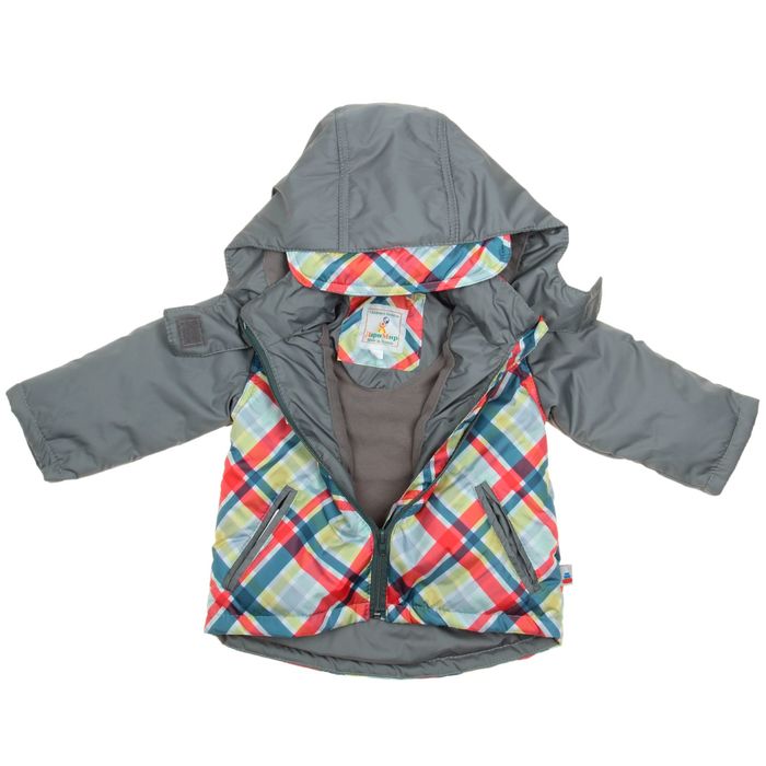 Куртка для мальчика "ЛОРД", рост 80 см, цвет серый, принт клетка