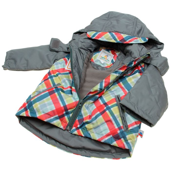 Куртка для мальчика "ЛОРД", рост 80 см, цвет серый, принт клетка