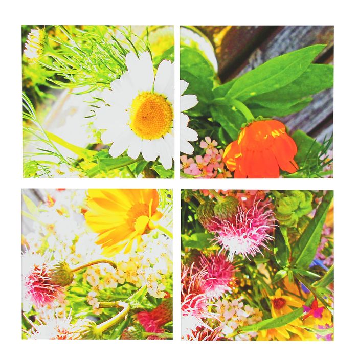 Модульная картина на подрамнике "Сентябрьский букетик", 4 — 30×30 см