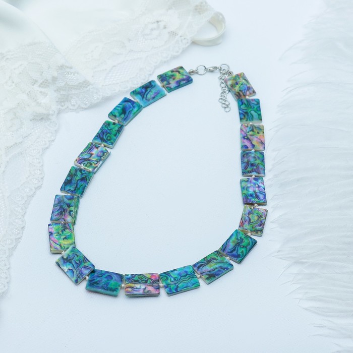 Бусы "Галиотис" прямоугольник, цвет зелёный, 45см