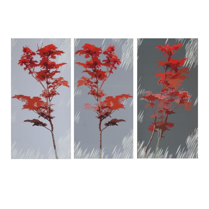 Модульная картина на подрамнике "Элегия", алая, 3 — 40×80 см