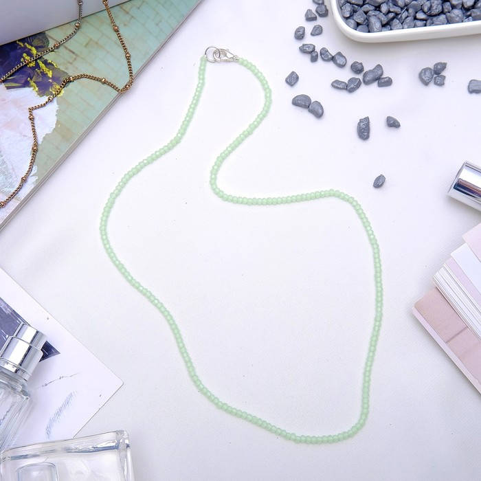 Бусы шар №2, гранёный "Хрусталь", цвет зелёный, 45см