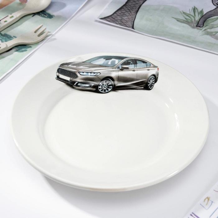 Тарелка мелкая 20 см "Гонки", рисунок МИКС