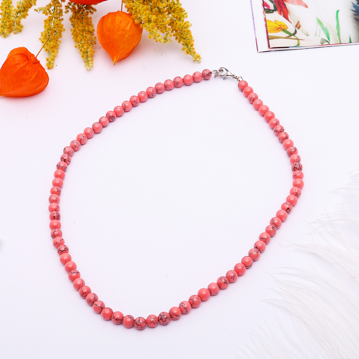 Бусы шар №6 "Агат розовый" матовый, 45см