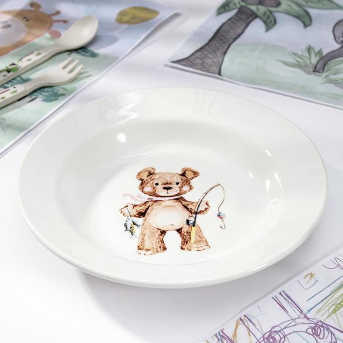 Тарелка глубокая 20 см "Медвежата", 250 мл, рисунок МИКС