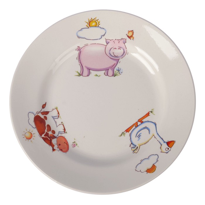 Тарелка мелкая 17,5 см "Зоопарк", МИКС