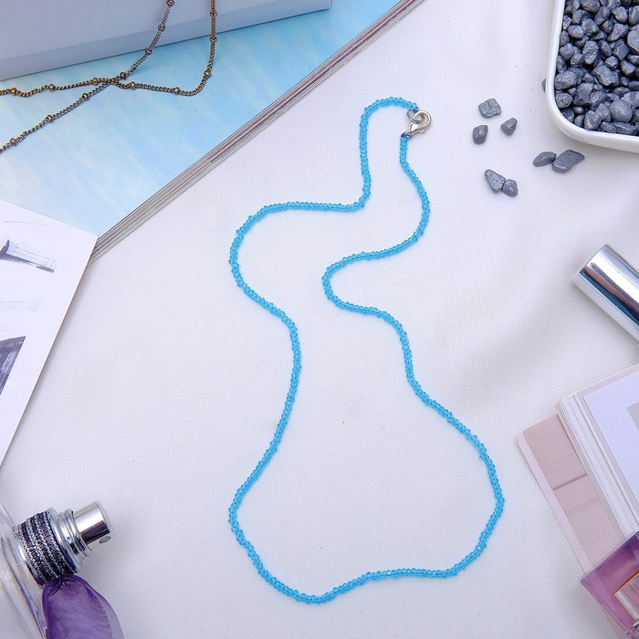 Бусы шар №2, гранёный "Хрусталь", цвет голубой, 45см