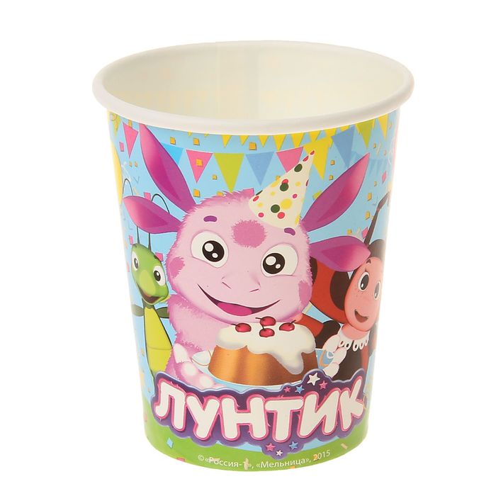 Стаканы бумажные "Лунтик", набор 6 шт., 200 мл