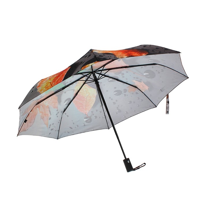 Зонт автоматический "Капли на листьях", R=58см, разноцветный