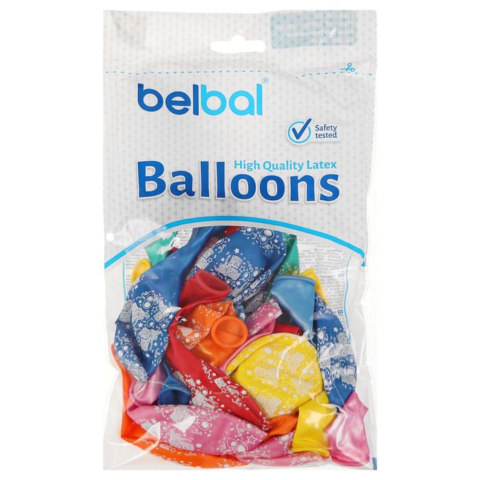 Шар латексный 14" "С Днём рождения!", металл, набор 25 шт., цвета МИКС