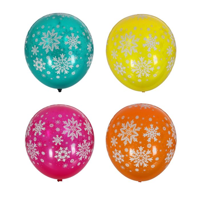 Шар латексный 14" "Снежинки", кристалл, набор 25 шт., цвета МИКС