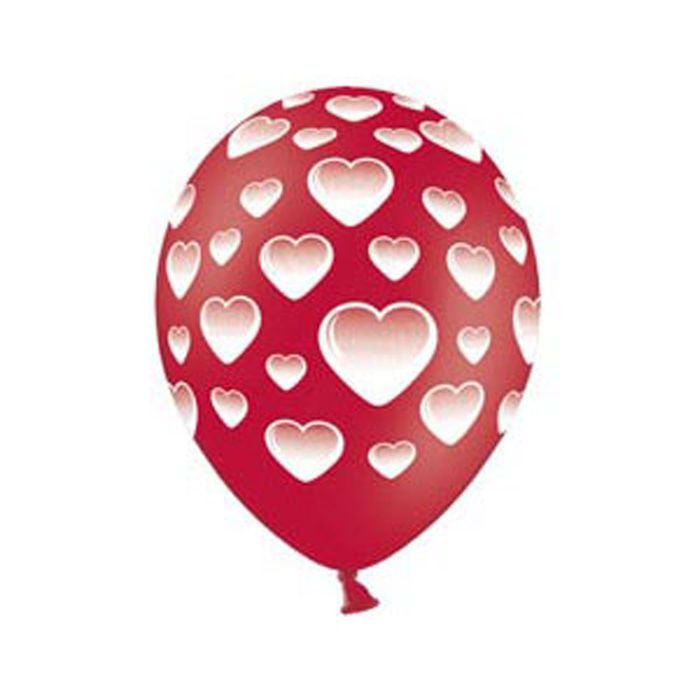 Шар латексный 14" "Сердца", набор 25 шт., цвет красный