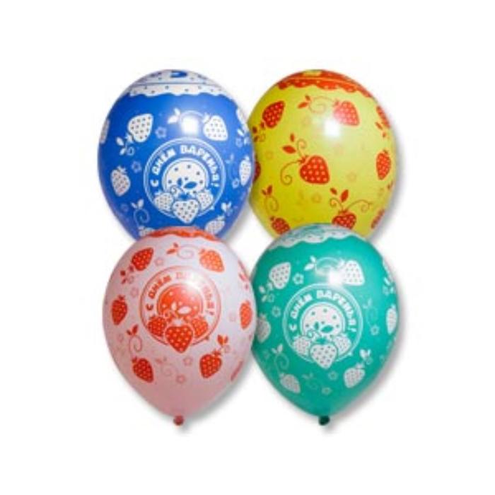 Шар латексный 14" "С днём варенья! Клубника", пастель, набор 25 шт., цвета МИКС