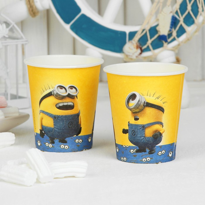 Набор бумажных стаканов "Миньоны" 210 мл, 6 шт.