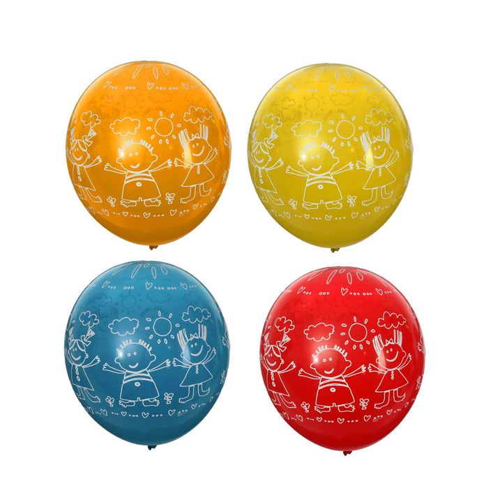 Шар латексный 14" "Дети и солнце", кристалл, набор 25 шт., цвета МИКС