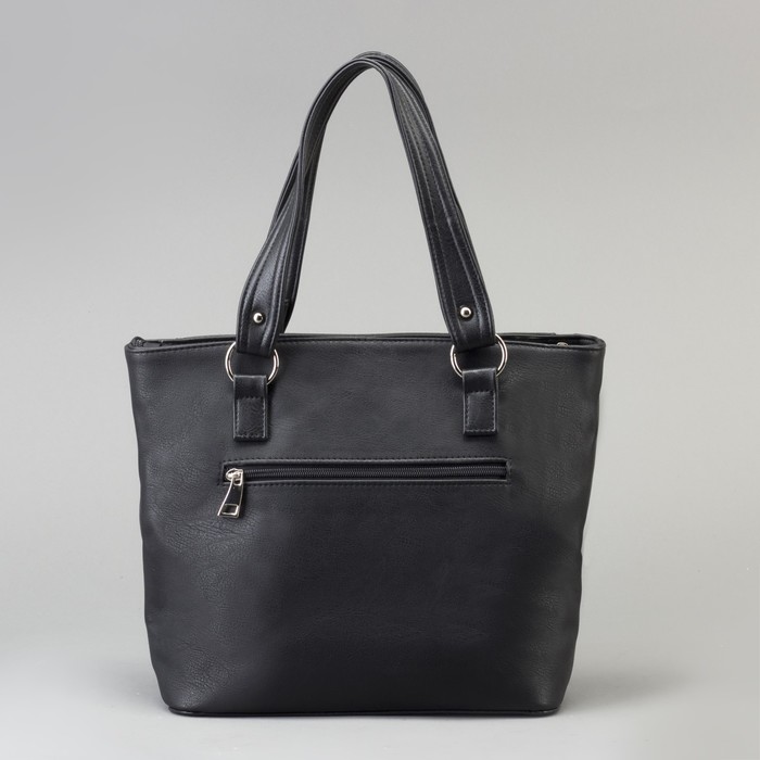 Сумка женская на молнии, 2 отдела, 1 наружный карман, чёрная