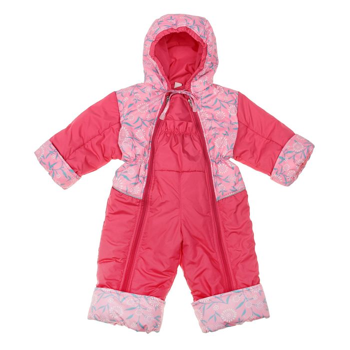 Комбинезон для девочки "Малыш" синтепон, рост 104 см, принт+розовый