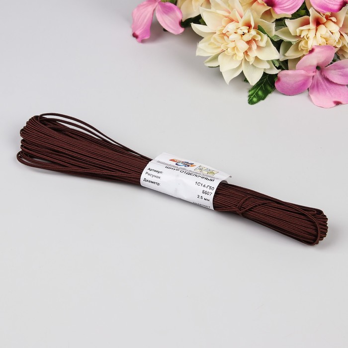 Тесьма отделочная "Сутаж", ширина 2,5мм, длина 20±1м, цвет коричневый