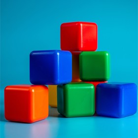 Набор цветных кубиков, 9 штук, 4 × 4 см от Сима-ленд