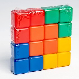 Набор цветных кубиков, 16 штук, 4 × 4 см от Сима-ленд