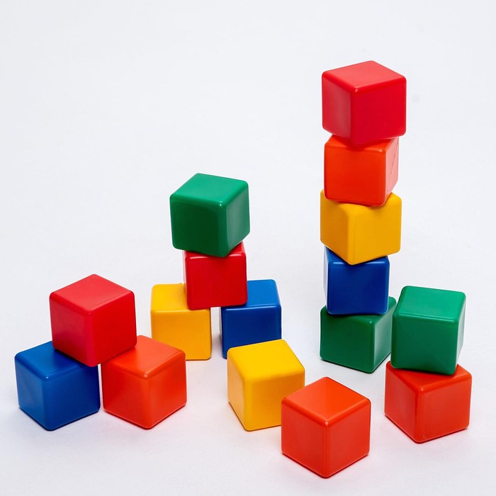 цена Набор цветных кубиков,16 штук 6 × 6 см