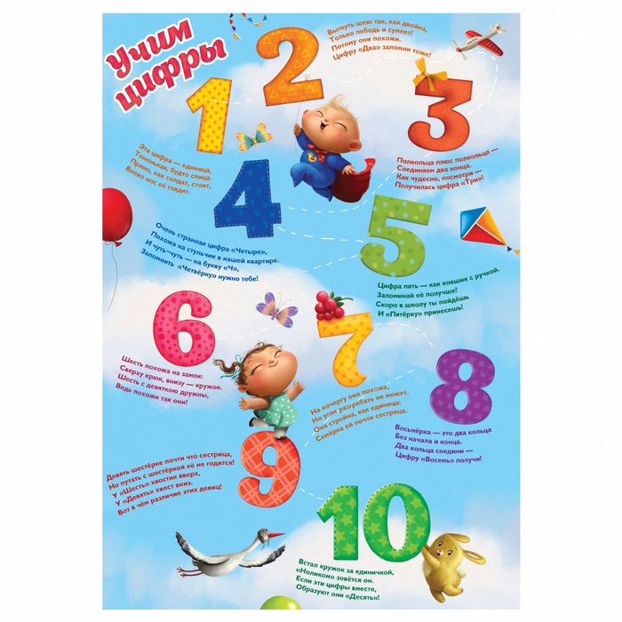 Плакат обучающий А4 "Учим цифры"