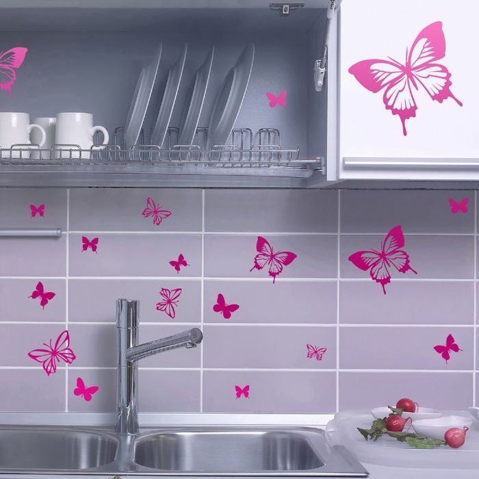 Наклейки интерьерные «Розовые бабочки»