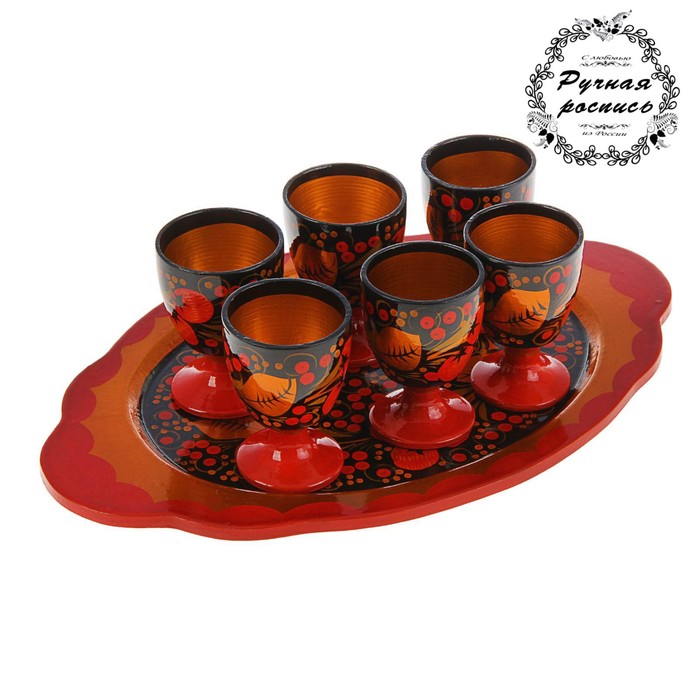 Набор "Винный", 7 предм., поднос d=20*30, рюмка H=9