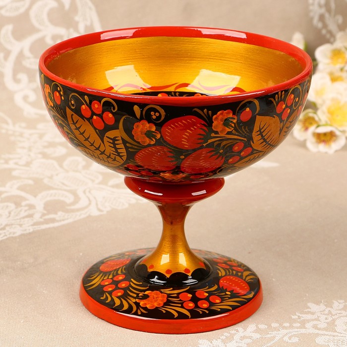 Фруктовница «Вазочка», 16,5×15 см, хохлома