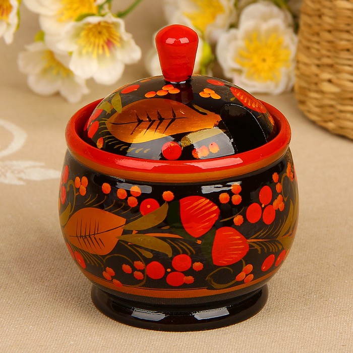 Банка «Чайница», 9х11 см, хохлома