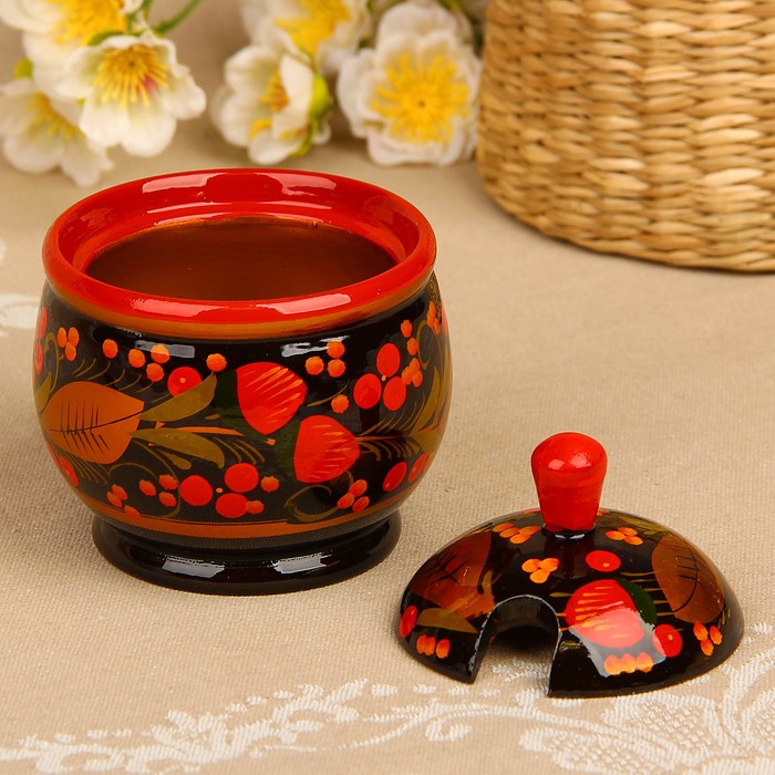 Банка «Чайница», 9х11 см, хохлома