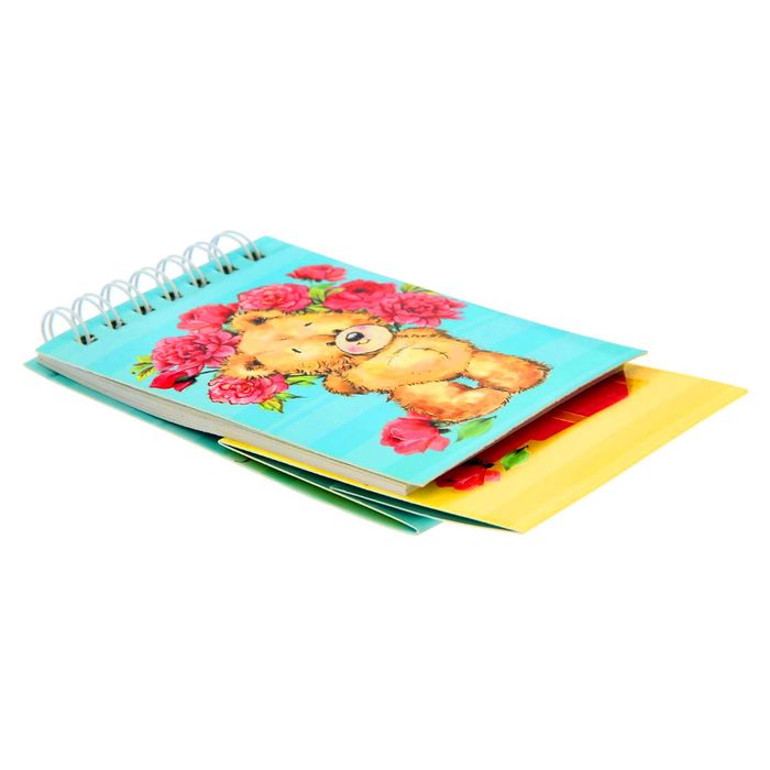 Блокнот на гребне с фигурным отворотом "Мишка", 30 листов