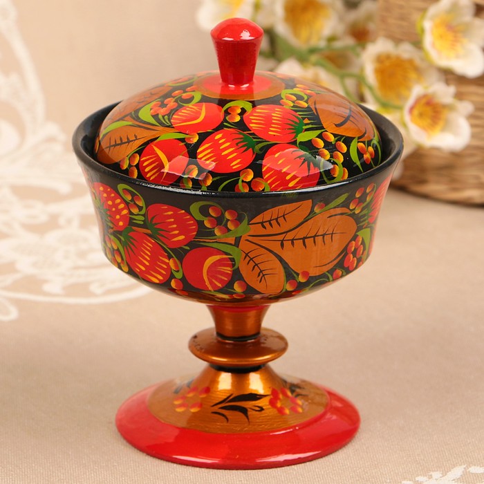 Сахарница на ножке «Хохлома»