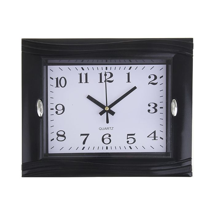 Часы настенные прямоугольные "Волна", 2 держателя, циферблат белый, рама чёрная