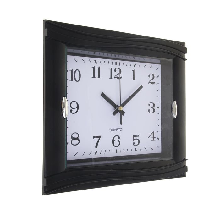 Часы настенные прямоугольные "Волна", 2 держателя, циферблат белый, рама чёрная