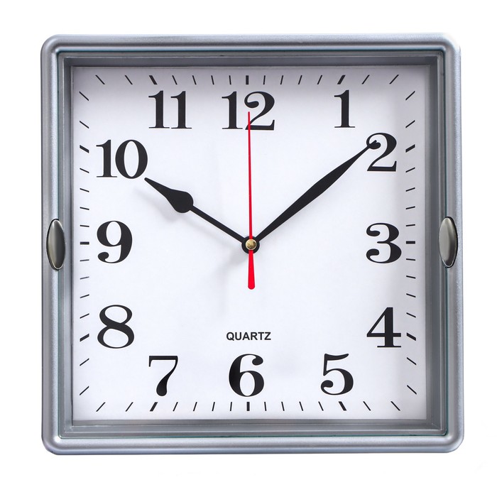 Часы настенные квадратные Steel, 23 × 23 см, рама серая, 2 держателя хром