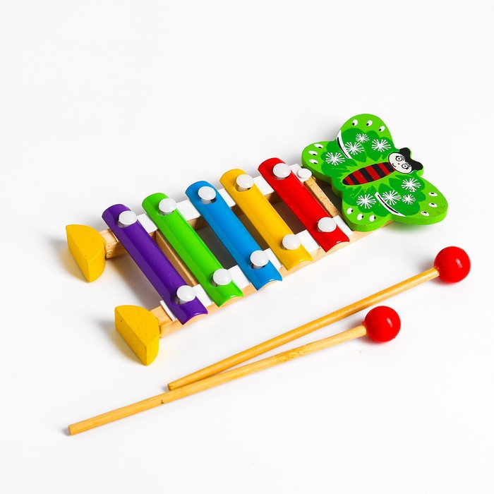 Игрушка музыкальная Металлофон «Бабочка», 5 тонов игрушка музыкальная металлофон уточка