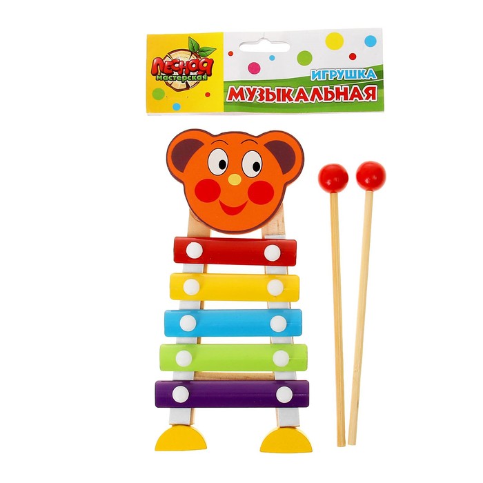 Игрушка музыкальная Металлофон "Мишка", 5 тонов