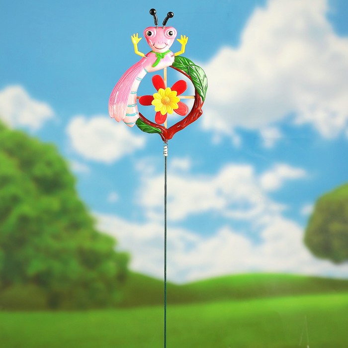 Декоративный штекер "Насекомое с цветочком" микс