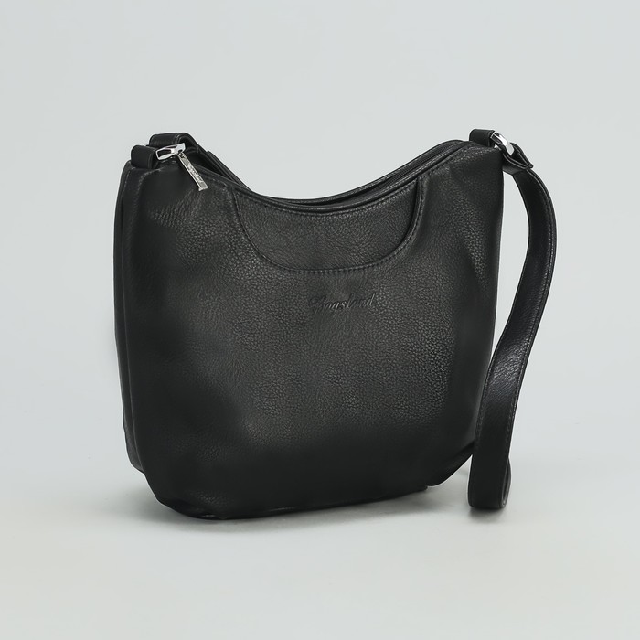 Сумка женская, 1 отдел, 1 наружный карман, длинный ремень, чёрная